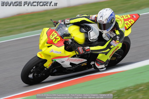 2009-05-09 Monza 3293 Superstock 600 - Free Practice - Giuliano Gregorini - Yamaha YZF R6